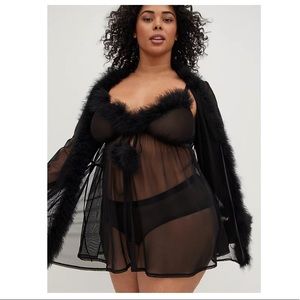 NWT Torrid Marabou Mesh Robe